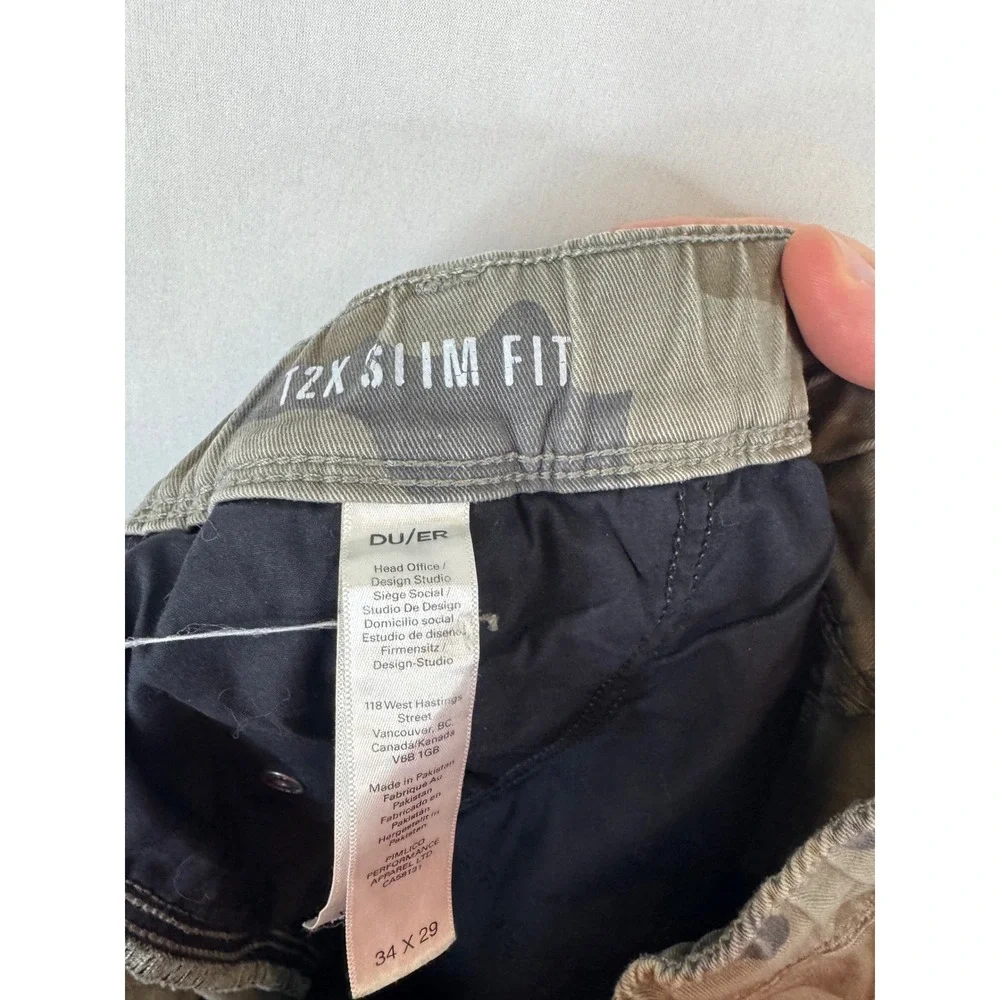 DU/ER L2X‎ Slim Fit Camo Joggers Mens 34x29 Green Brown Camouflage Pants